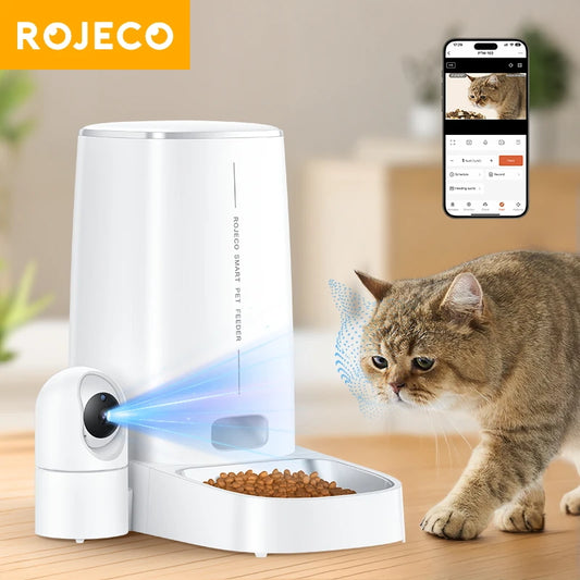 4L Automatic Cat Feeder with 360°Rotating Camera Vedio Wifi Cat Food Dispenser Pet Smart Voice Auto Feeder for Cats Dogs