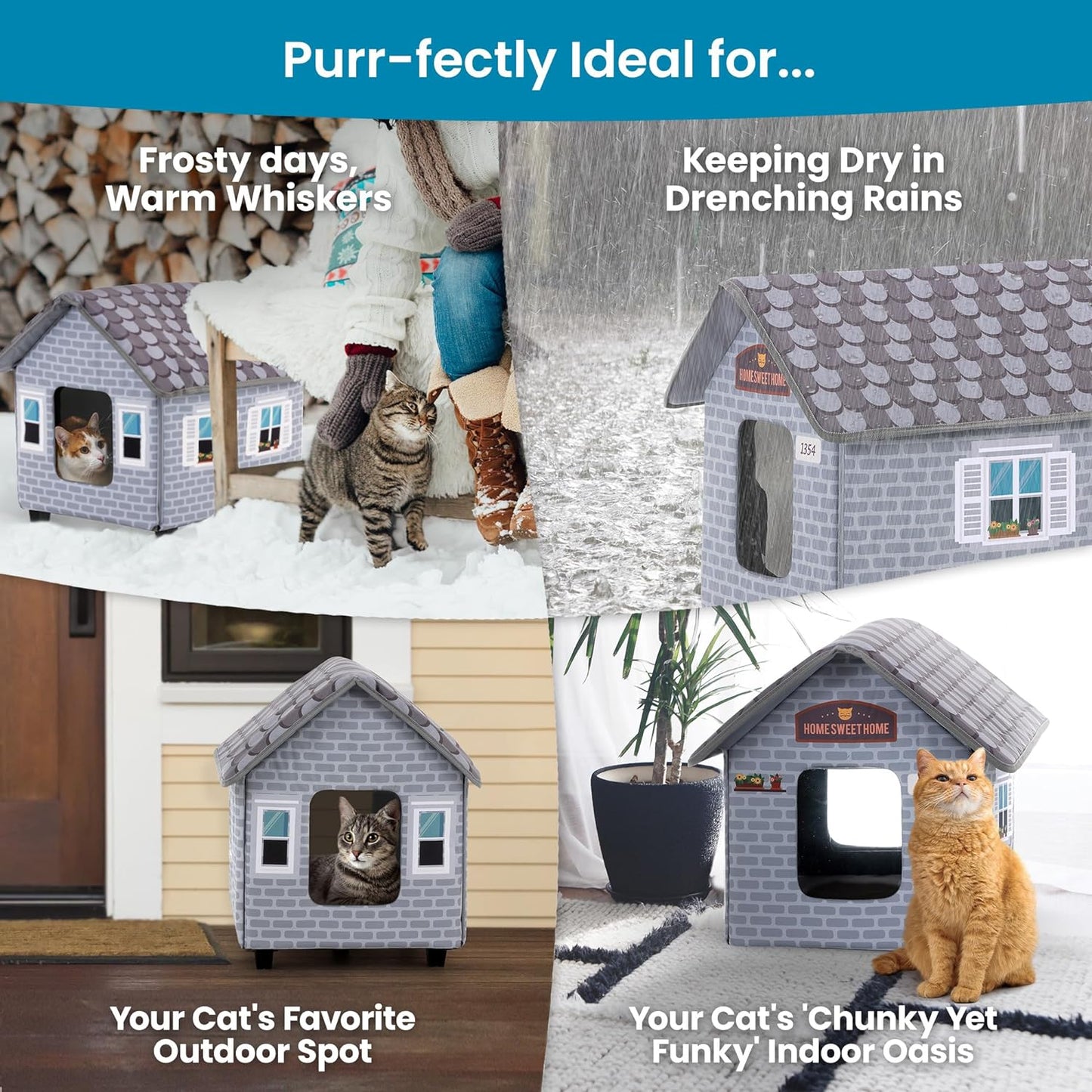 Weatherproof Heated Outdoor Cat House with Timer – Cozy & Safe Shelter for Feral & Indoor Cats