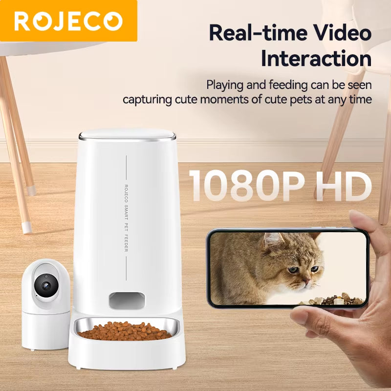 4L Automatic Cat Feeder with 360°Rotating Camera Vedio Wifi Cat Food Dispenser Pet Smart Voice Auto Feeder for Cats Dogs