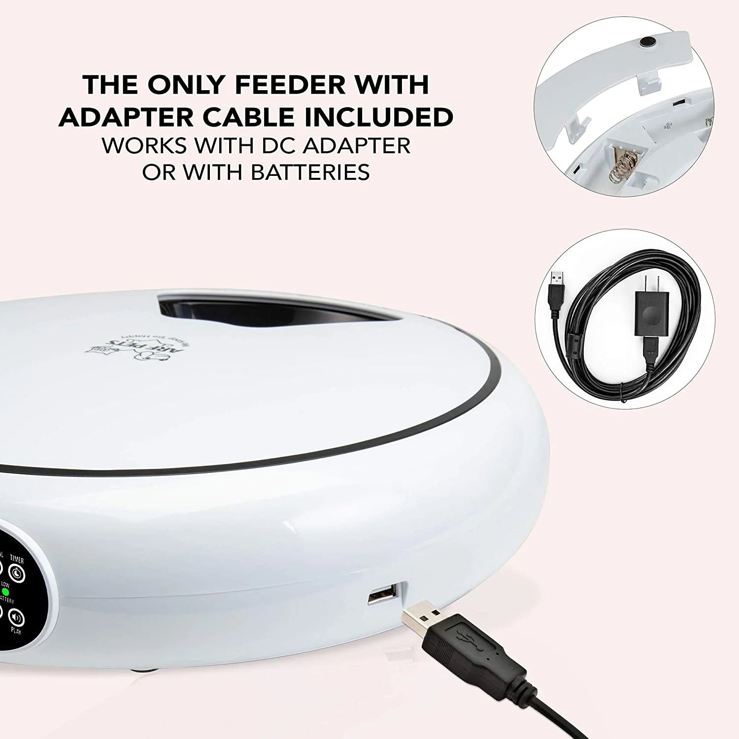 Automatic Pet Feeder, 5 Cup Capacity with Programmable Timer, Portion Control and Dishwasher-Safe Tray for Small Dogs, Cats & Small Animals
