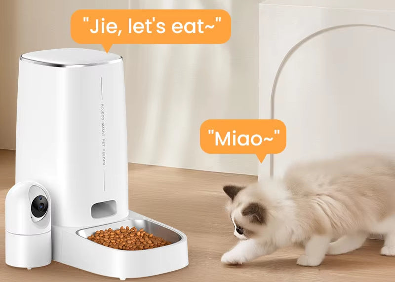 4L Automatic Cat Feeder with 360°Rotating Camera Vedio Wifi Cat Food Dispenser Pet Smart Voice Auto Feeder for Cats Dogs