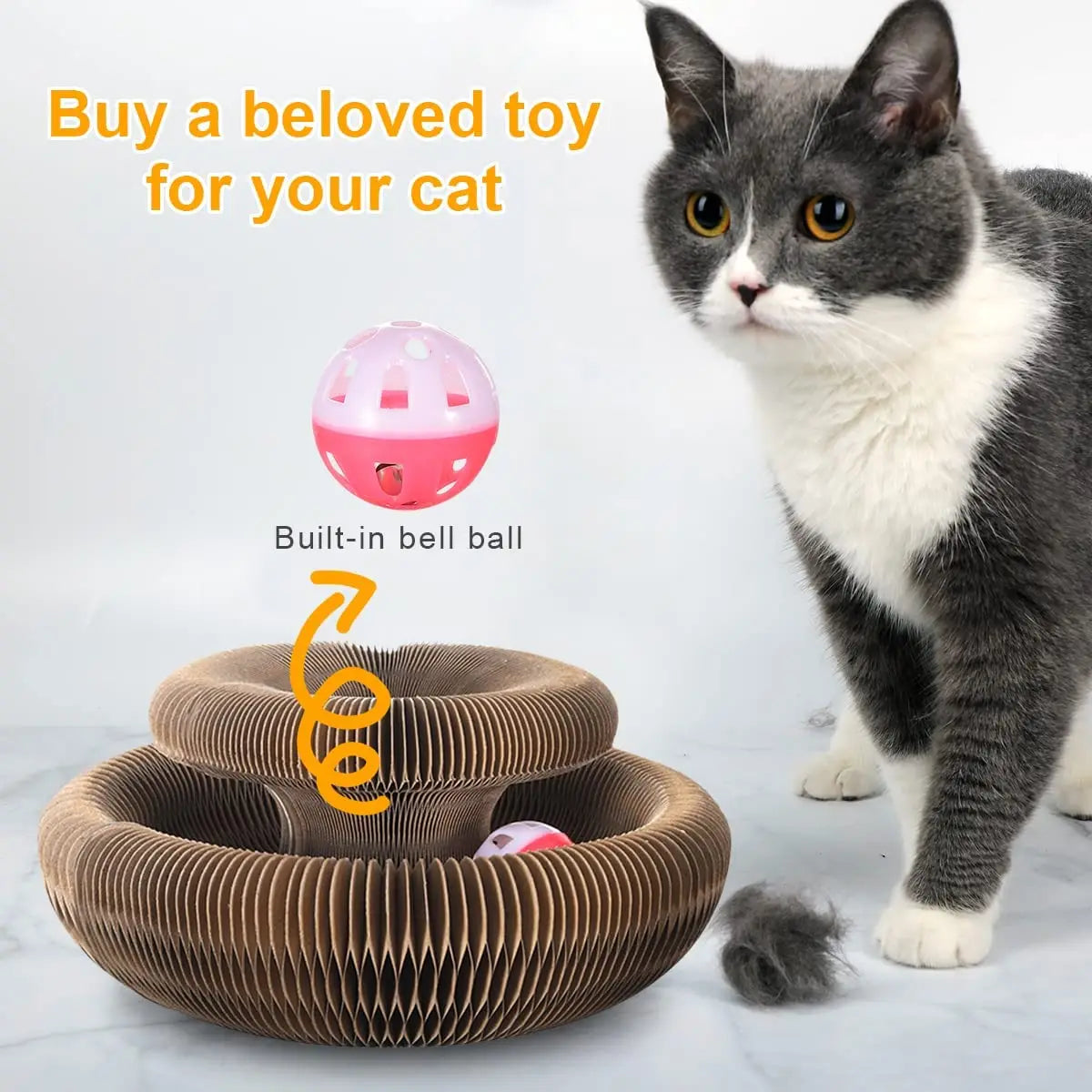 Magic Cat Scratch Board Kit with Ball & Climbing Frame – Corrugated Round Scratcher