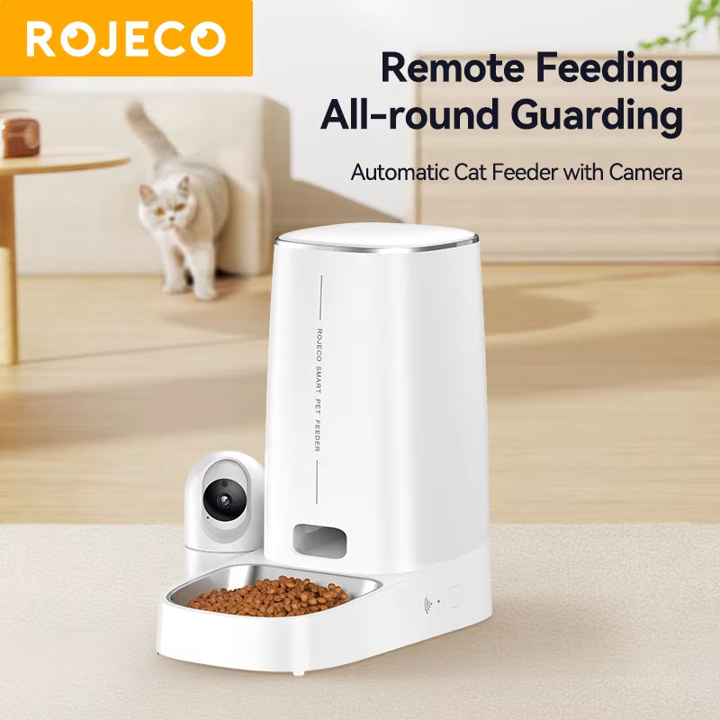 4L Automatic Cat Feeder with 360°Rotating Camera Vedio Wifi Cat Food Dispenser Pet Smart Voice Auto Feeder for Cats Dogs